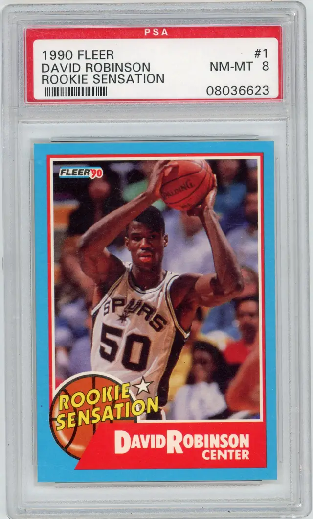 1990 Fleer DAVID ROBINSON #1 RC Rookie Sensation SPURS HOF PSA 8 NM-MT
