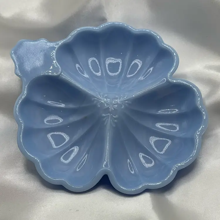 Blue Slag Glass Nut Dish Jeannette Glass