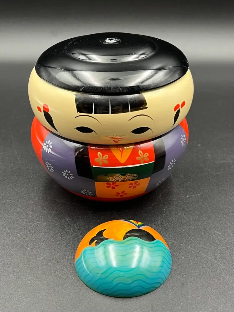 Vtg. Kokeshi Jubako Doll Bento Box- AS IS