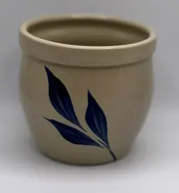 Williamsburg Pottery VA Blue Salt Glaze Stoneware Votive Tealight Candle Holder or Small Vase