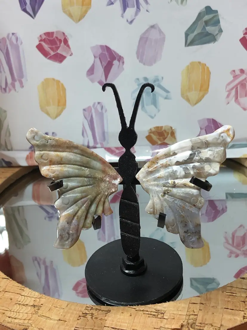 Crystal, Ocean Jasper, And Moss Agate Butterfly 🦋 Wings