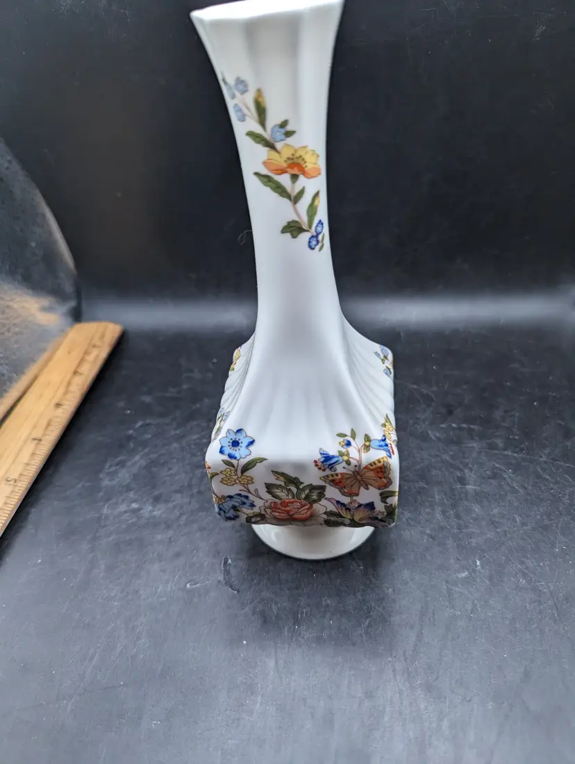 Vintage Aynsley Bone China Bud Vase Cottage Garden Pattern