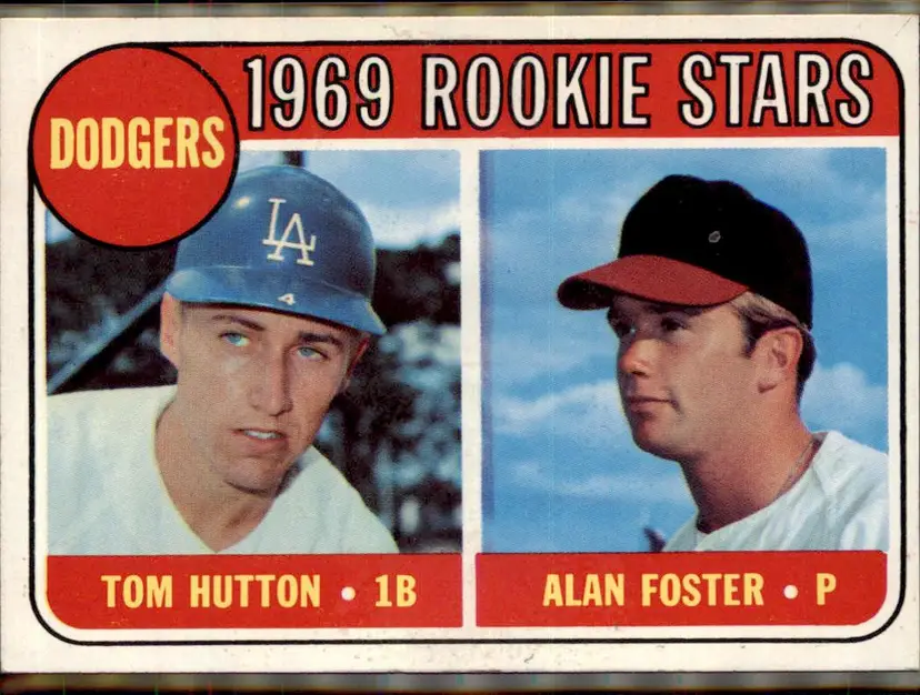 1969 Topps #266 Dodgers 1969 Rookie Stars (Hutton / Foster) RC - ( pk3 ) - Los Angeles Dodgers