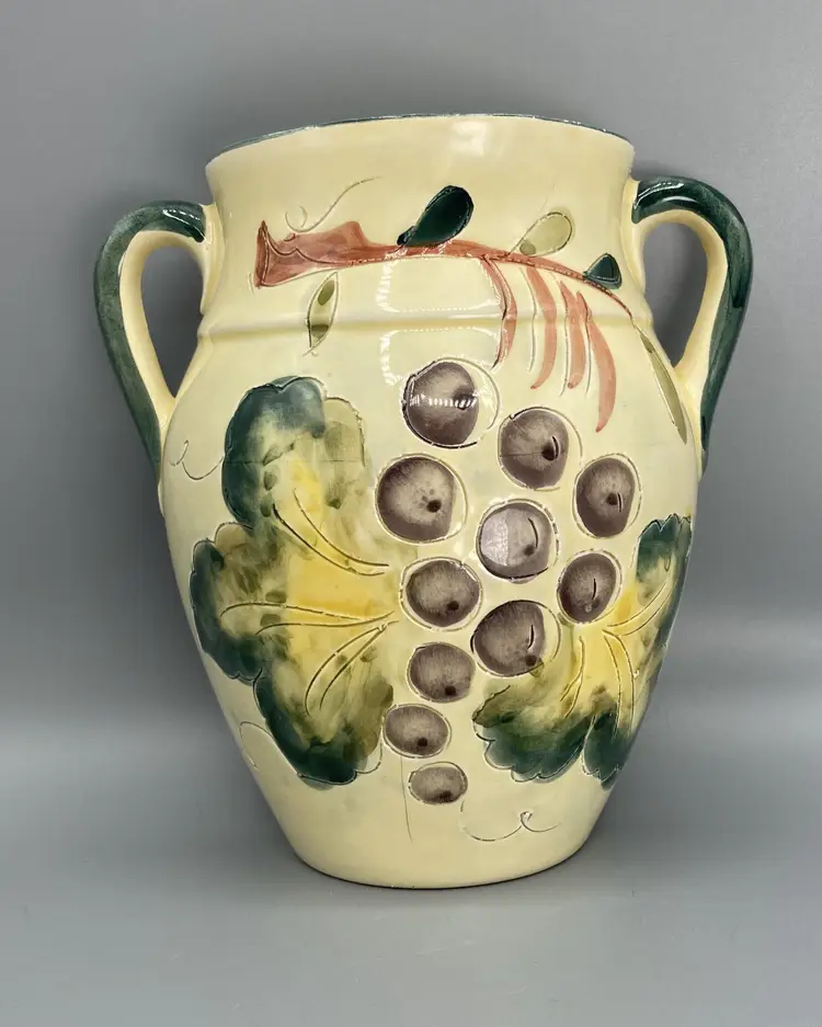 Italian Ceramic Grapes and Leaves Wall Pocket - Ceramiche Virginia - Vintage