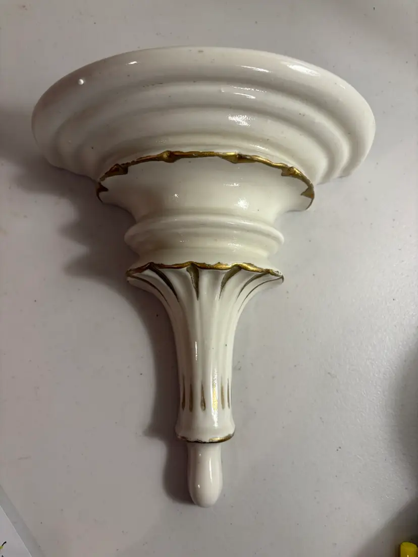 French Porcelain Wall Sconce Ivory With Gold Accents