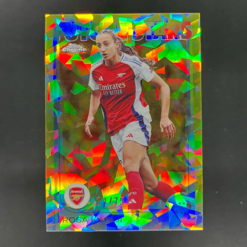 Rosa Kafaji 2024/25 Topps Chrome Sapphire UWCL Yellow /75 Arsenal Soccer Card