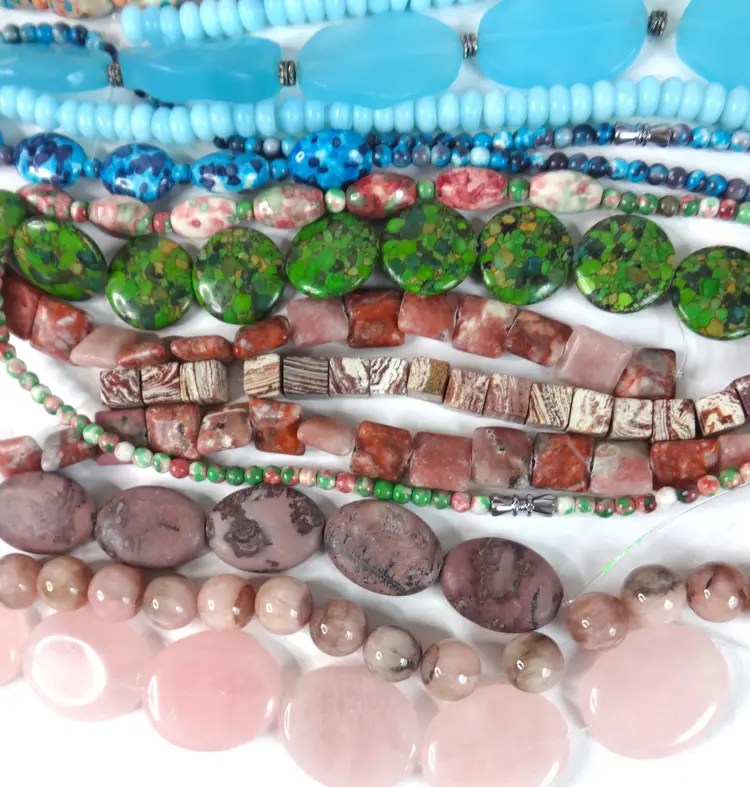 28 Strands Semi Precious Stone Polished Beads ( #19 )