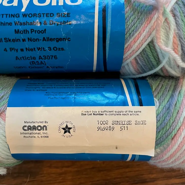 4 Skeins Caron Yarn Dawn Sayelle - 100% Orlon Acrylic Vintage Made in USA
