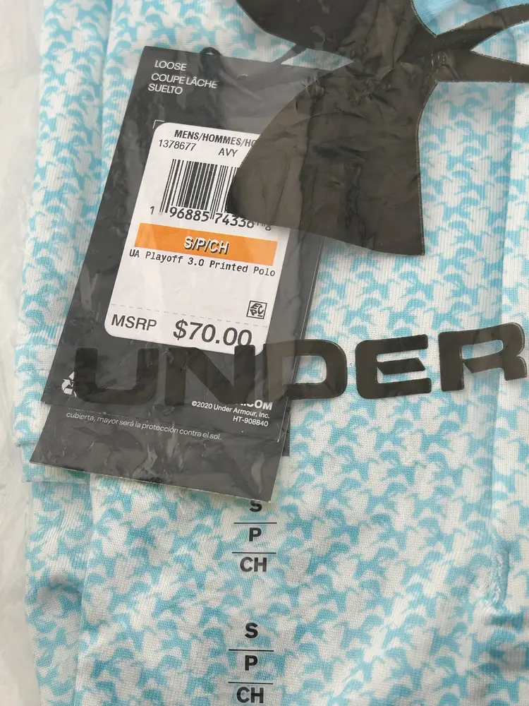 Under Armour Playoff 3.0 Printed Golf Polo Shirt - UPF 40, Short Sleeve Mens Size Small