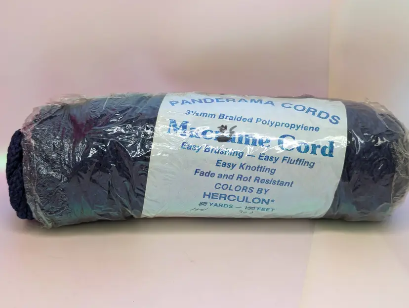 Vintage Panderama Cords Macrame Cord 300ft 100yds Poly 3.5mm Gauge NAVY Herculon