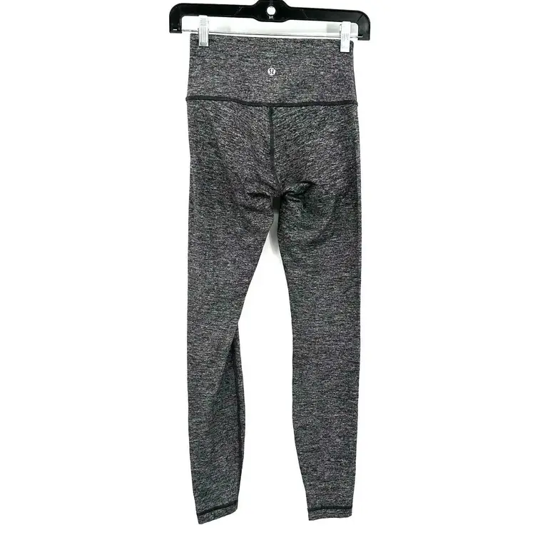 Lululemon Size 4 Leggings Gray Heatherd Pull On Stretch Activewear Athleisure