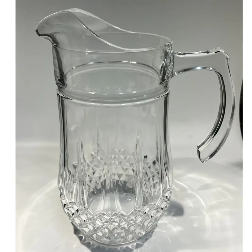 Cristal d’ Arques-“Longchamp” - 1.5L (50.5 oz) Crystal Pitcher- France – with Original Box- 9.5” Tall,  8” Wide