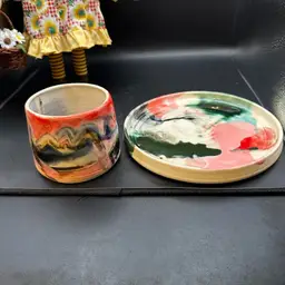 008 A set of handcrafted ceramic pottery