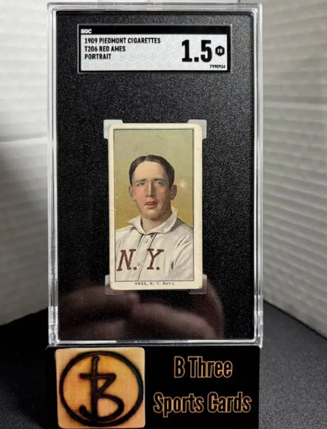 RED AMES T206 1909 Piedmont Cigarettes Portrait SGC 1.5 FR New York A1341