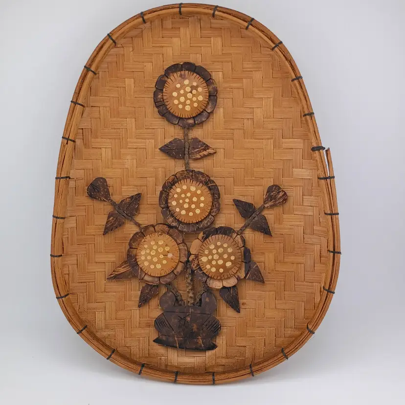 Vintage coconut shell wall art