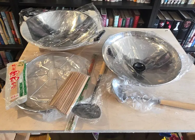 Vintage 1982 Himark NOB Deluxe 10pc Stainless Steel Wok se