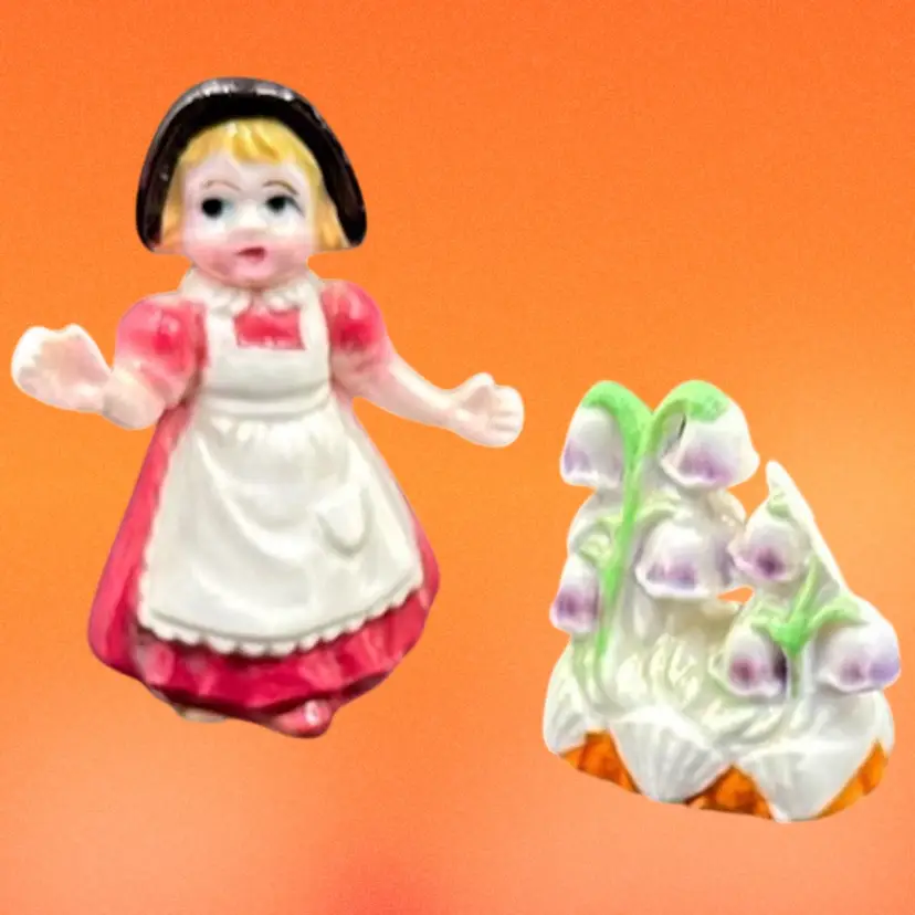 Vintage Jack And Jill Bone China, Figurine, Nursery Rhyme, Jill And Flowers