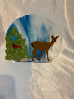Fused Glass Deer Hobbyist Votive Candle Holder