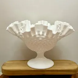 Fenton Large Milk Glass Hobnail Centerpiece Compote Bowl