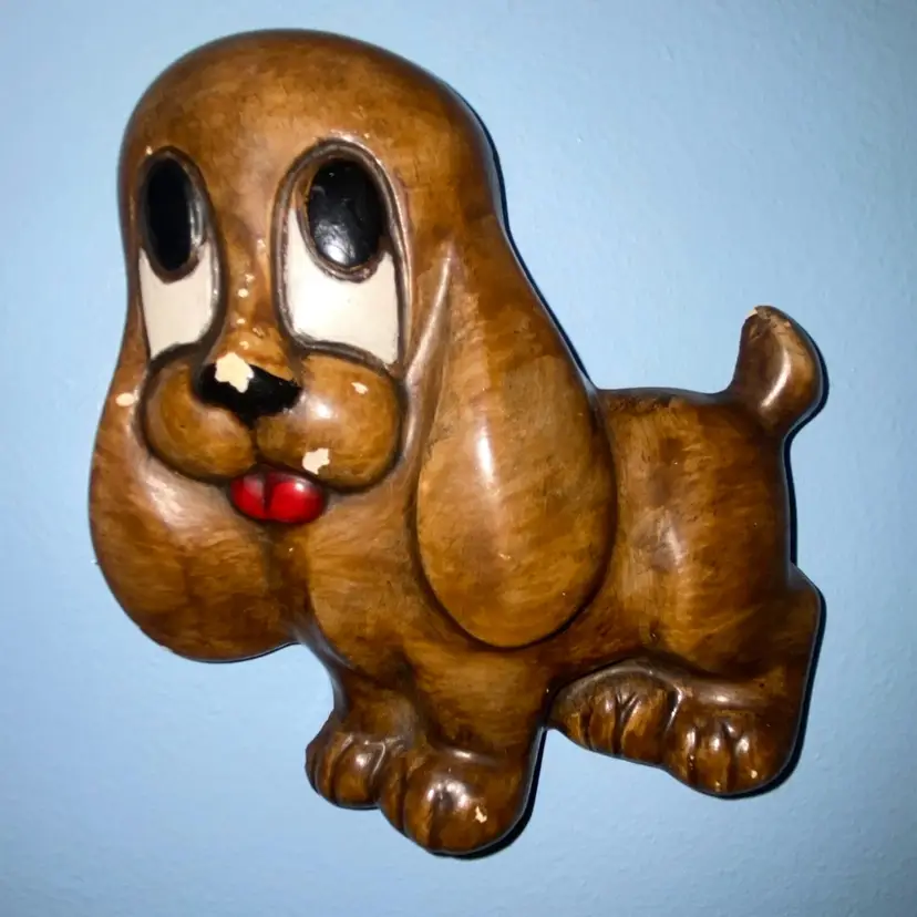vintage chalkware dog wall hanging