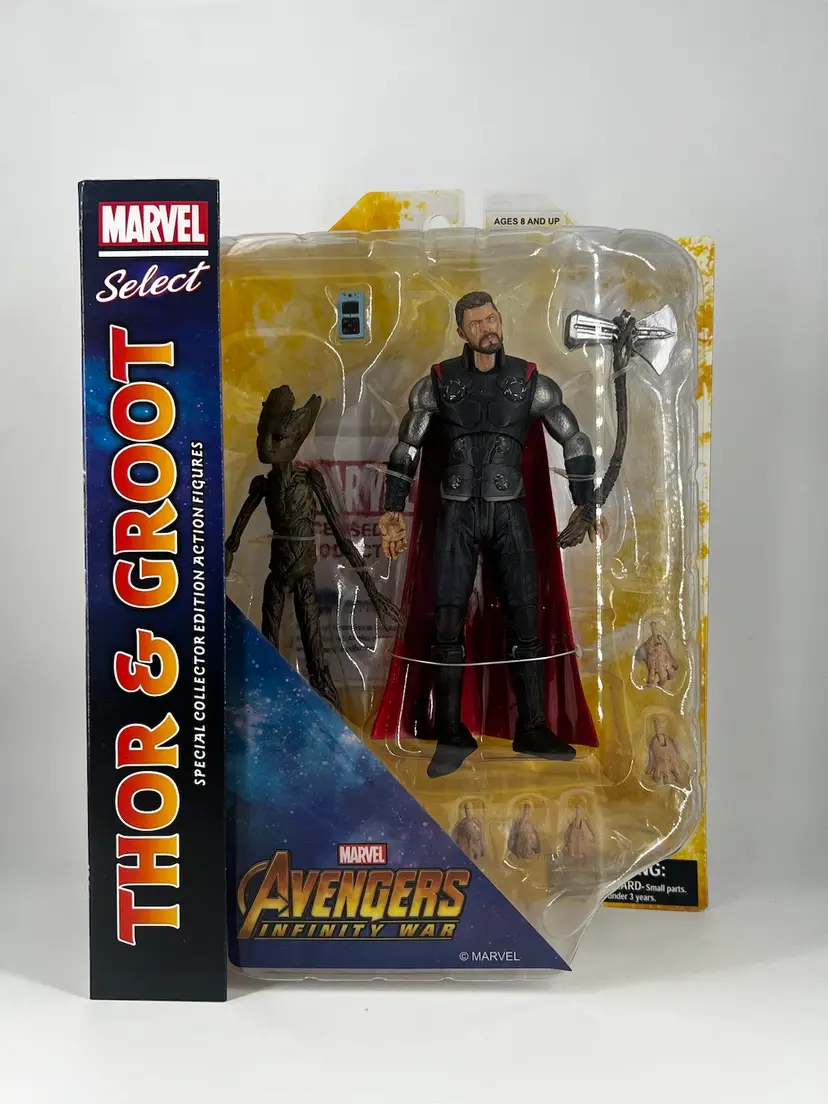 Marvel select Avengers Infinity War Thor and Groot. NIB