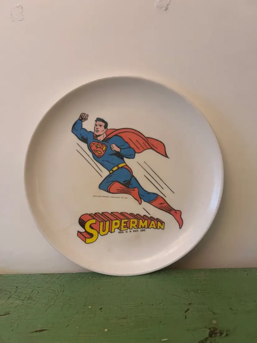 Melmac Superman Man Of Steel Plate 8” Dinnerware Boonton Holding Co 1966 Vintage