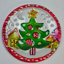Vintage Silvestri Plate Christmas Tree 11" Lori Siebert Glass Fusion Plate