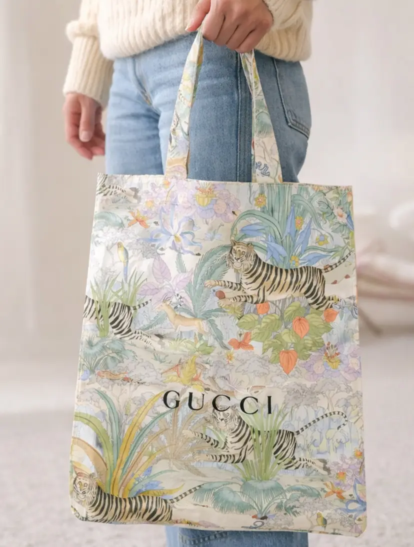 Floral Tiger Canvas Tote Bag - LARGE