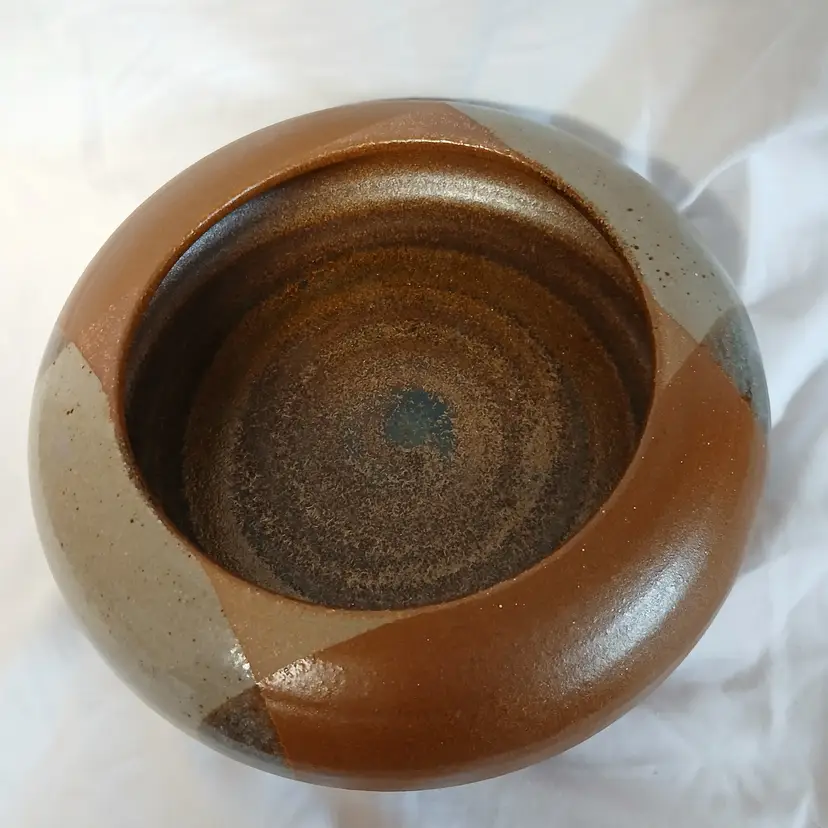 Art Pottery Three Color Glaze over Red Clay