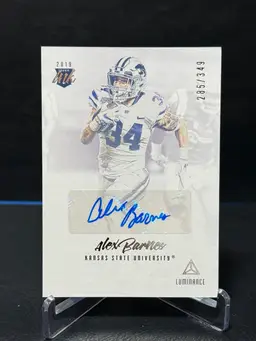 Alex Barnes 2019 Panini Luminance Rookie Ink RC Auto 285/349 K-State Wildcats