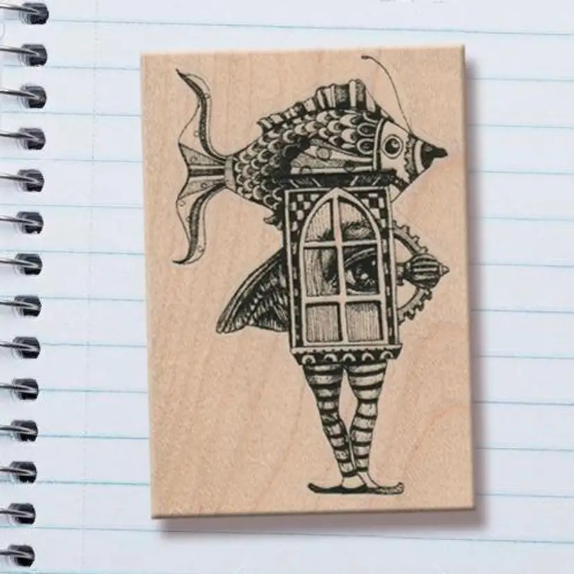 Fish Window Art Rubber Stamp