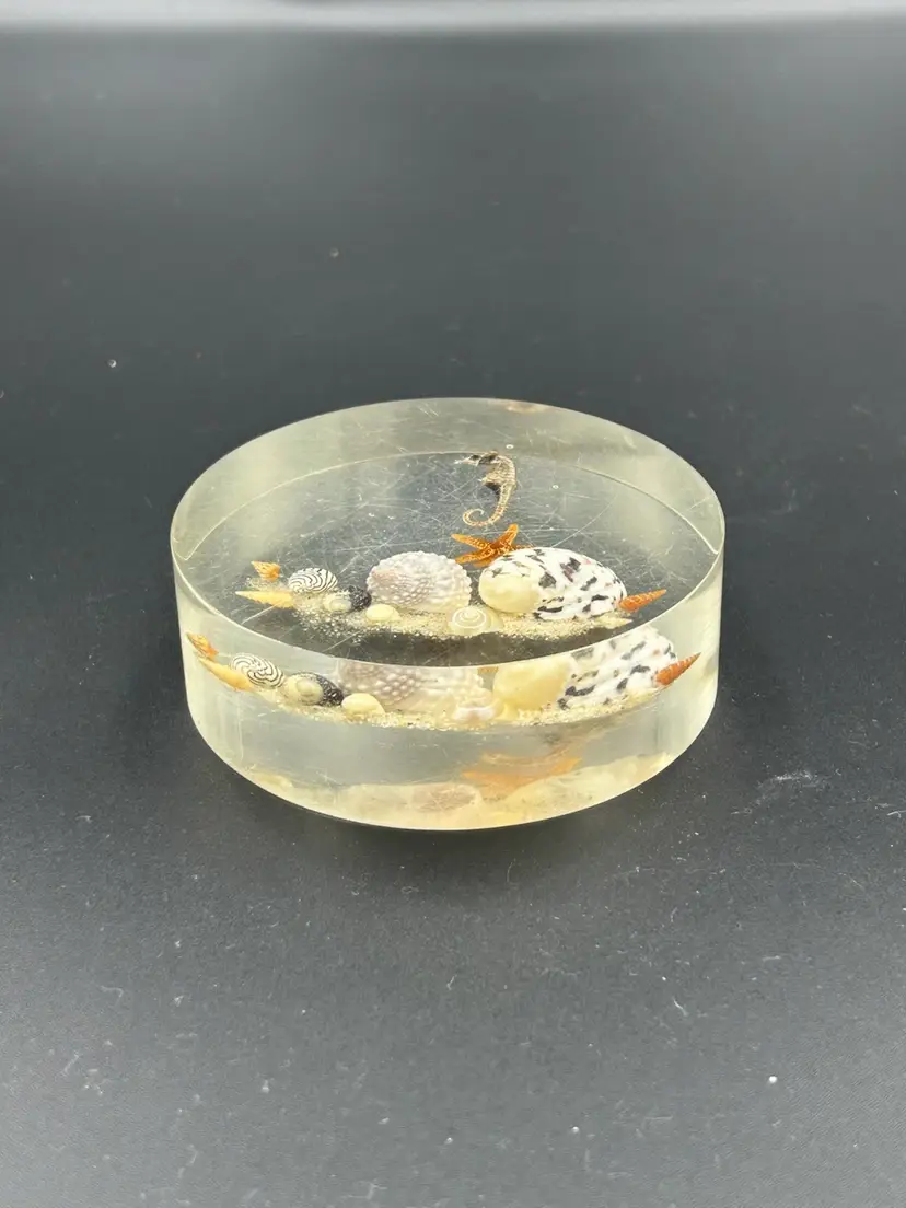 Vintage 1960’s Lucite Paperweight Figurine Under The Sea