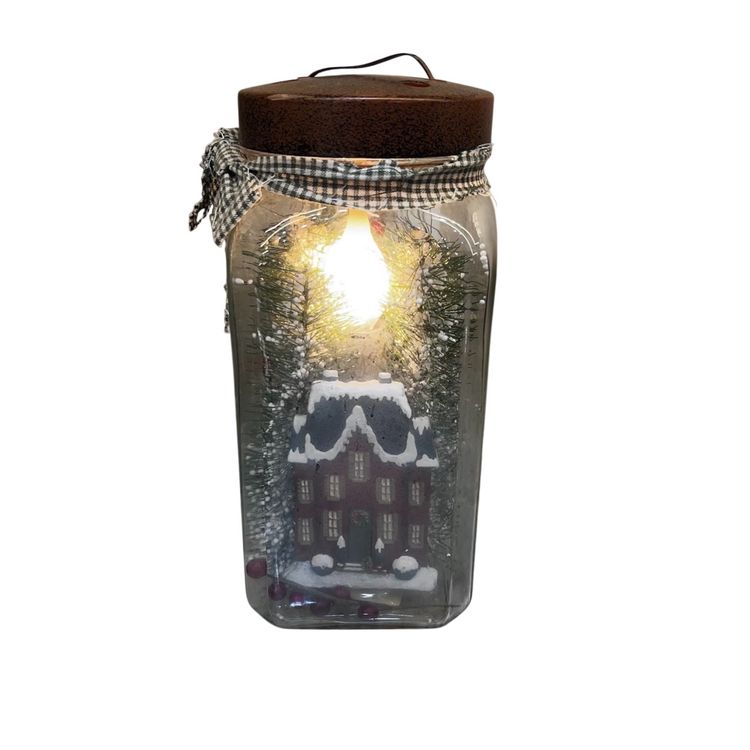Vintage Rustic Plug In Light Up House Christmas Decor