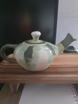 Pottery tea pot green