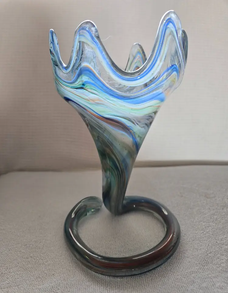 Vintage Sooner Abstract Art Glass Vase