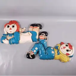 Set Of Vintage Syrroco Raggedy Ann & Andy Wall Hangings 1977