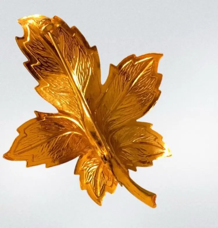 Vintage Japanese Angel Skin Coral  Maple Leaf Brooch