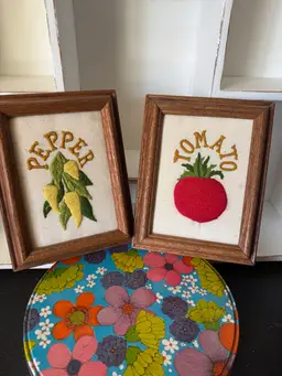 Pepper & Tomato Crewel Framed Art