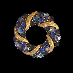 Lisner Blue Rhinestone Brooch