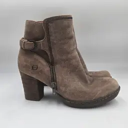 Born Christina Boots Women's 9.5 Brown Leather Distessed Moto Biker Heel Booties
