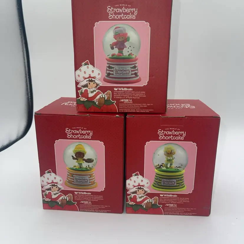 The World Of Strawberry Shortcake Set Of 3 Snowglobes New