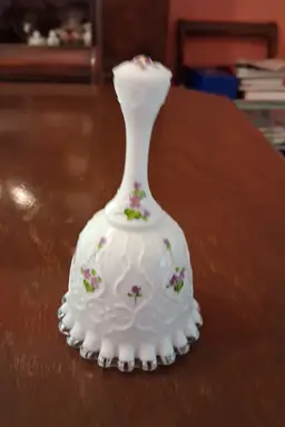 Vintage Fenton Spanish Lace Silvercrest Violets in the Snow Bell