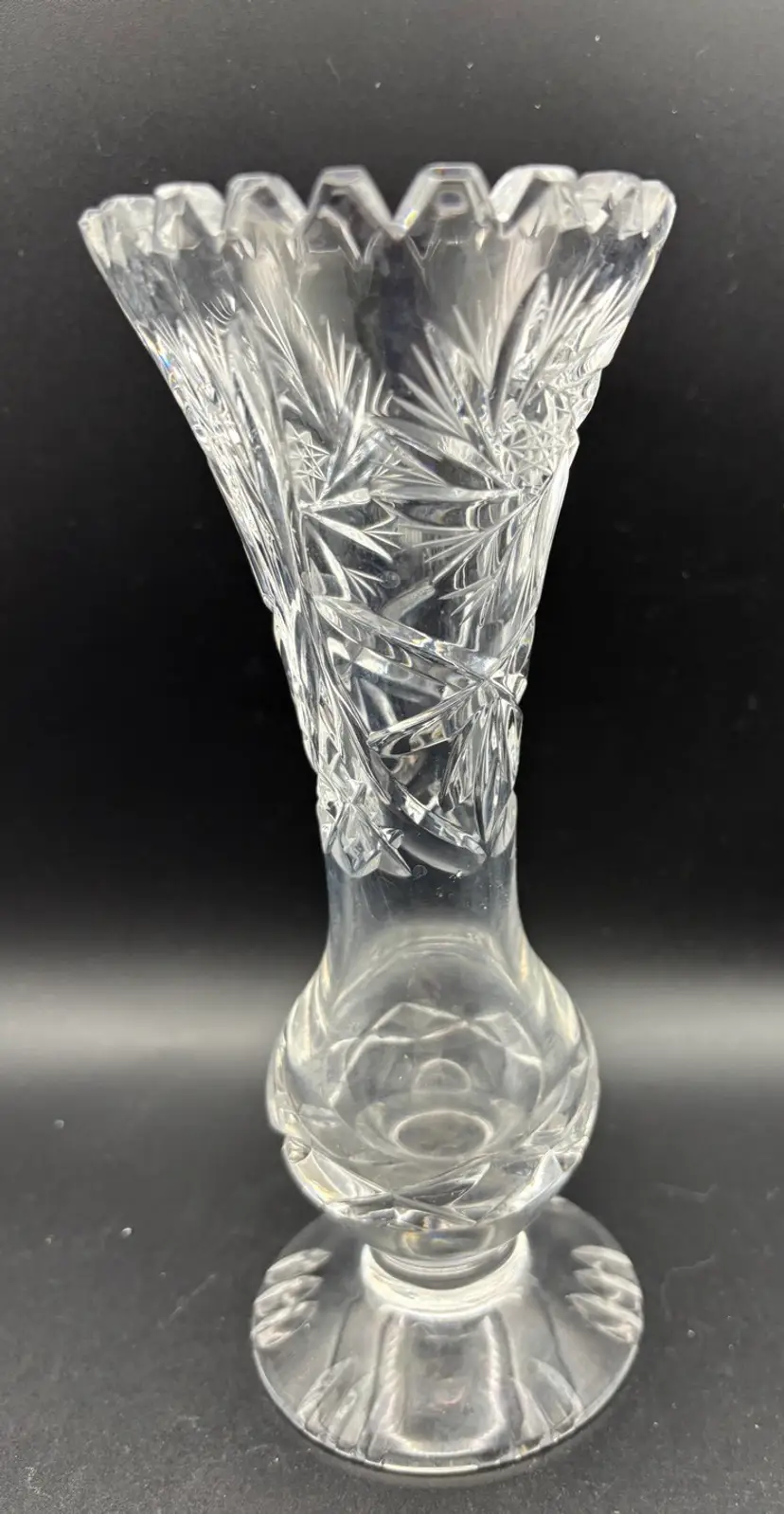 Cut Crystal Vase Clear, Early 1990s Vintage