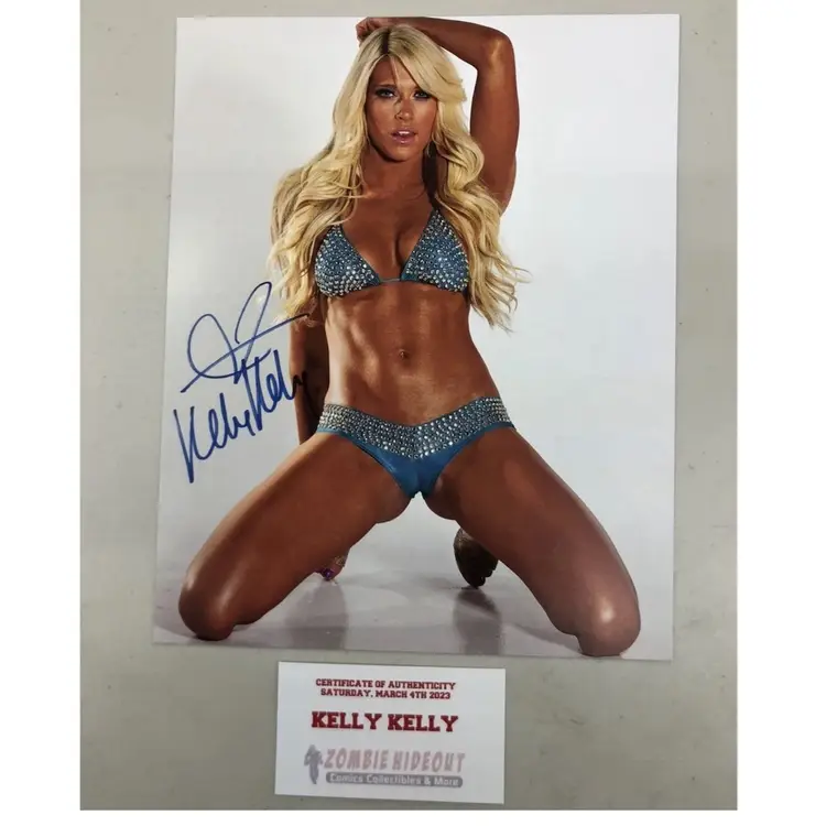 KELLY KELLY Signed 8x10 SEXY Photo BARBIE BLANK WWE Autograph Store COA