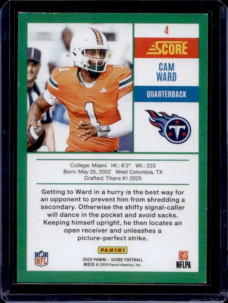 Cam Ward 2023 Score Football Card