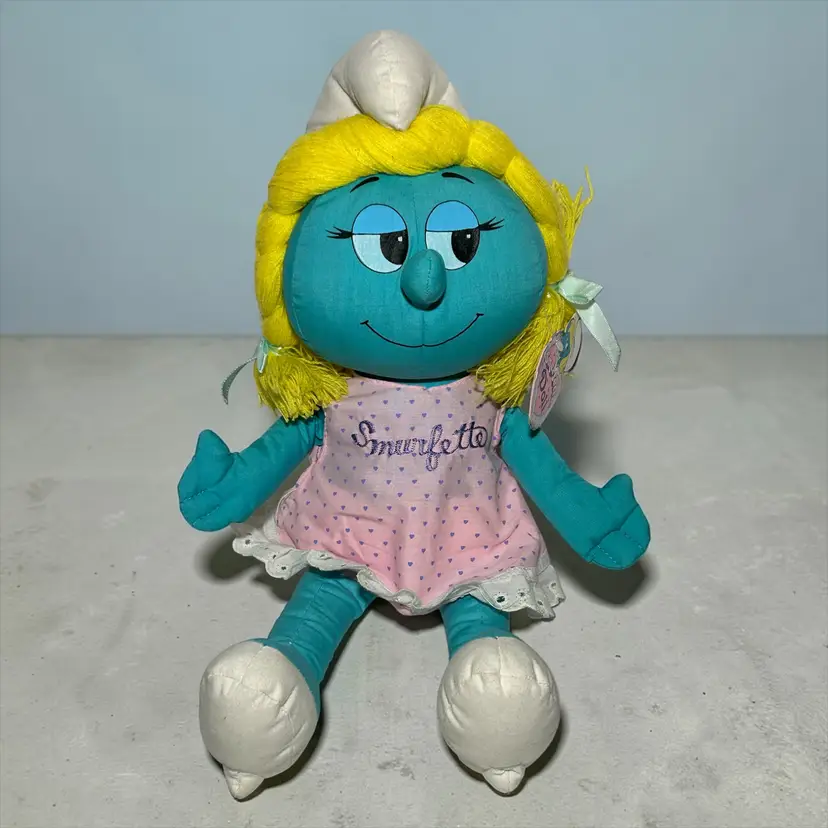 1983 PEYO Wallace Berrie & Co. Smurfs SMURFETTE Stuff Plush Toy 11" DOLL w/ Tag Great condition. With tag.