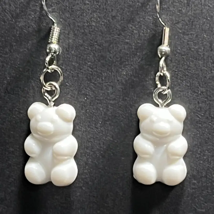 White Gummy Bear Earrings Made By Me