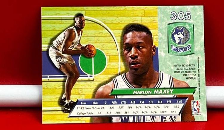 1993 Fleer Ultra Rookie Collector Basketball Trading Card Timberwolves Marlon Maxey #305