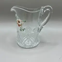 EAPG Glass Miniature Pitcher Heart Band And Flower