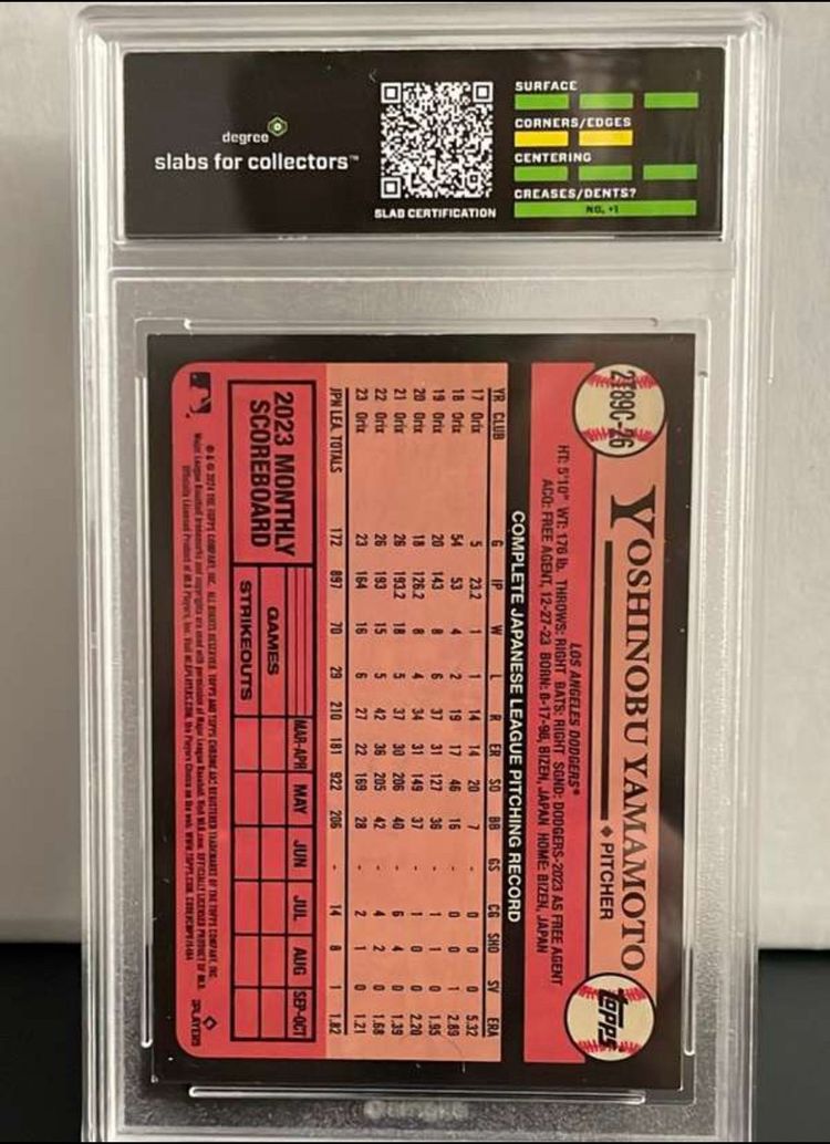 2024 Topps Chrome Yoshinobu Yamamoto RC Degree 9